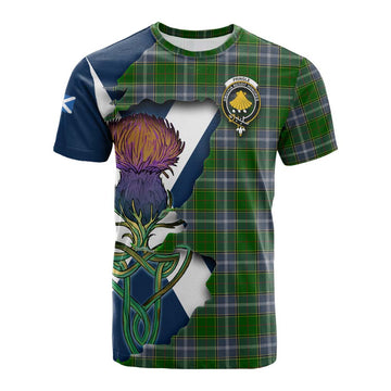 Tartan Vibes Clothing Pringle Tartan Family Crest Cotton T-shirt Scottish Thistle Celtic Inspired