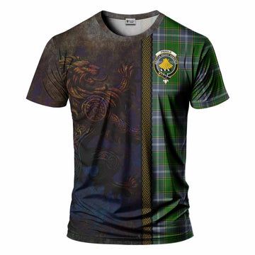 Tartan Vibes Clothing Pringle Tartan Family Crest T-Shirt Alba Gu Brath Be Brave Lion Ancient Style