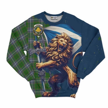 Tartan Vibes Clothing Pringle Tartan Family Crest Sweatshirt with Scottish Majestic Lion