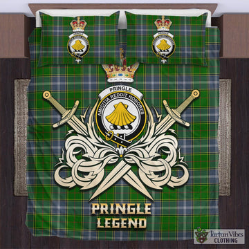 Pringle Tartan Bedding Set with Clan Crest and the Golden Sword of Courageous Legacy