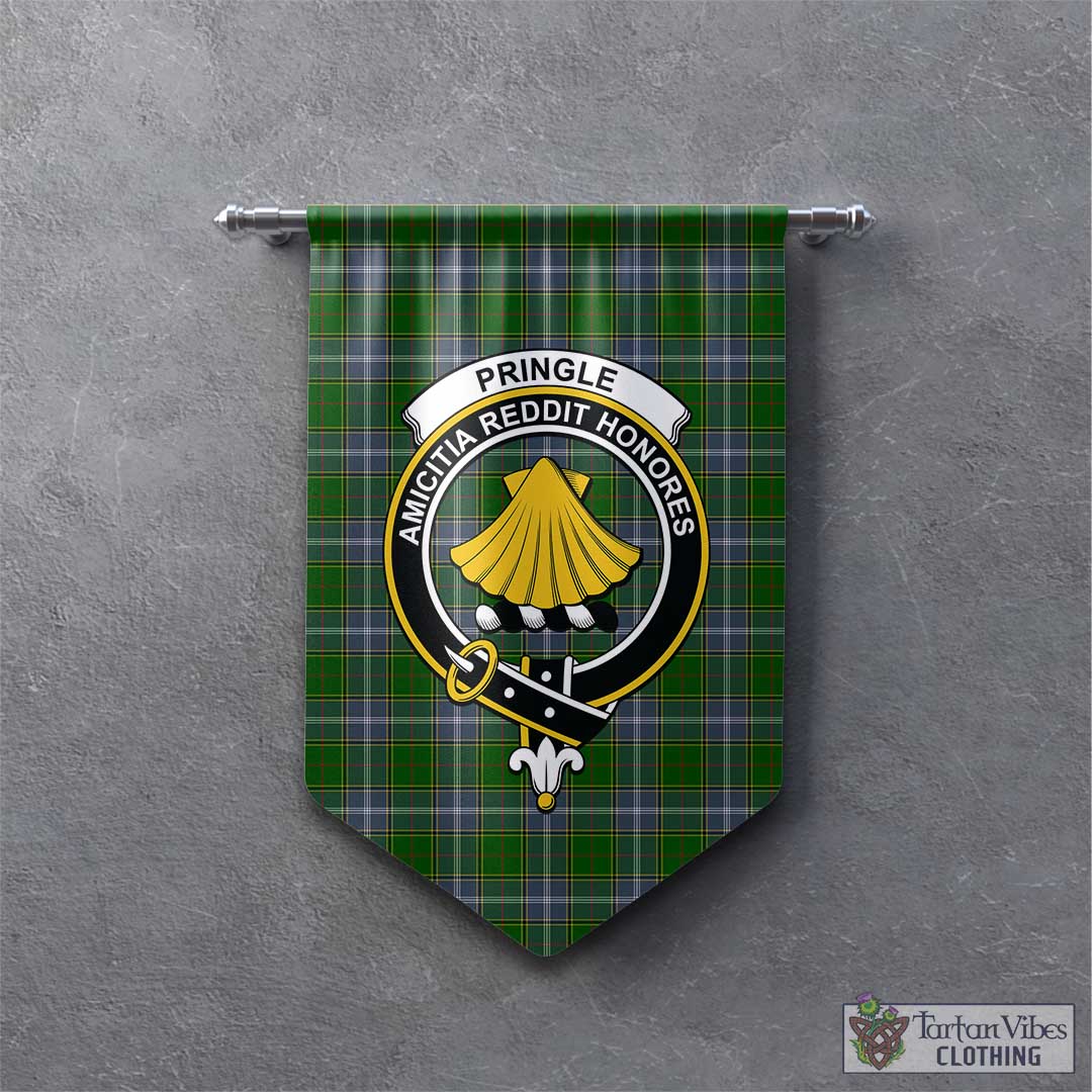 Tartan Vibes Clothing Pringle Tartan Gonfalon, Tartan Banner with Family Crest