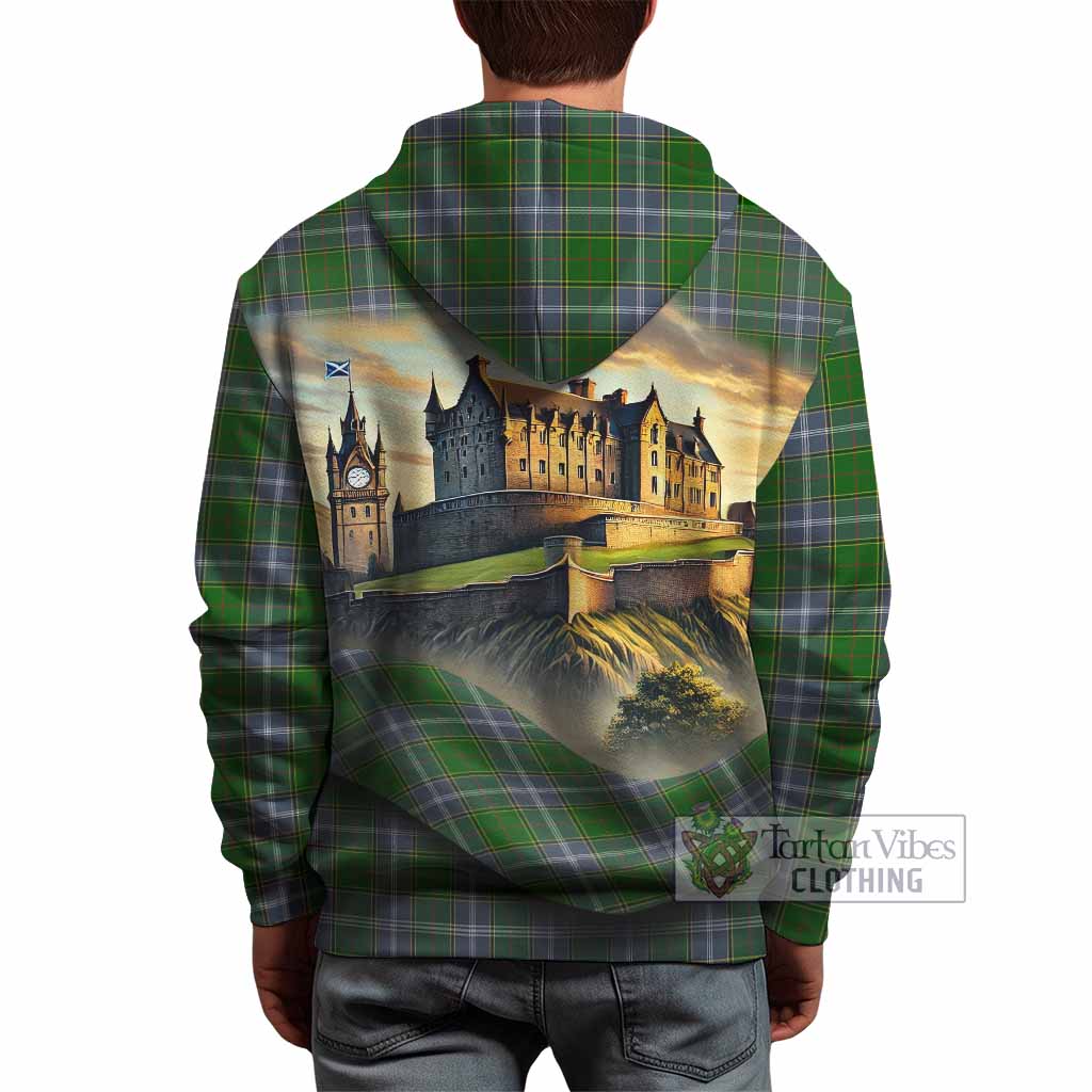 Tartan Vibes Clothing Pringle Tartan Family Crest Hoodie with Scottish Ancient Castle Style