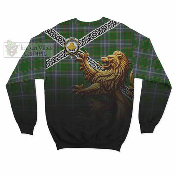 Pringle Crest Tartan Sweatshirt with Golden Lion Emblem Celtic Style