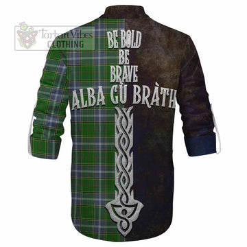 Pringle Tartan Family Crest Ghillie Kilt Shirt Alba Gu Brath Be Brave Lion Ancient Style