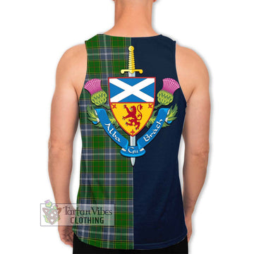 Tartan Vibes Clothing Pringle Tartan Men's Tank Top with Scottish Lion Royal Arm Half Style