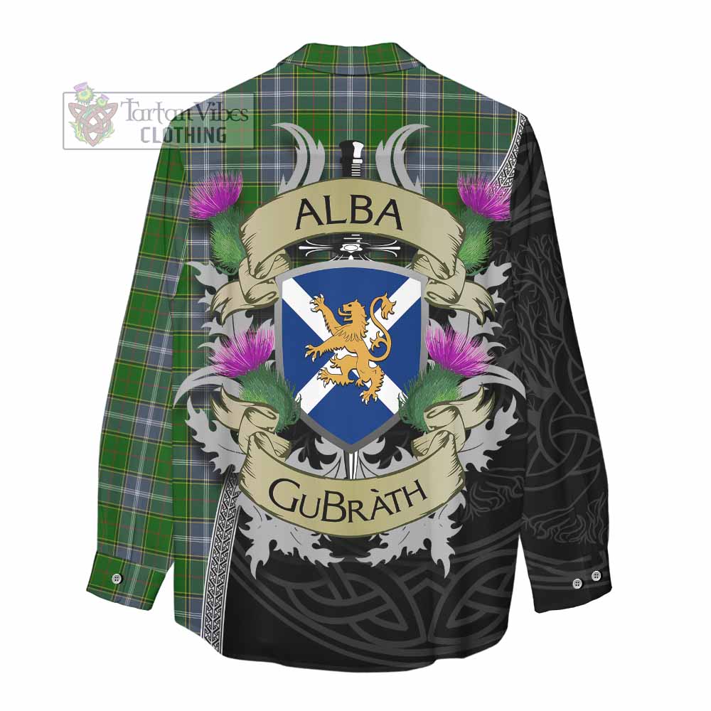 Tartan Vibes Clothing Pringle Tartan Family Crest Women's Casual Shirt Lion Rampant Royal Thistle Shield Celtic Inspired