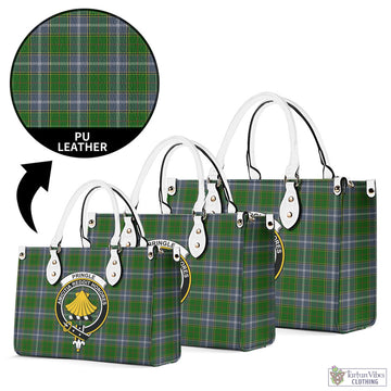Tartan Vibes Clothing Pringle Tartan Luxury Leather Handbags with Family Crest
