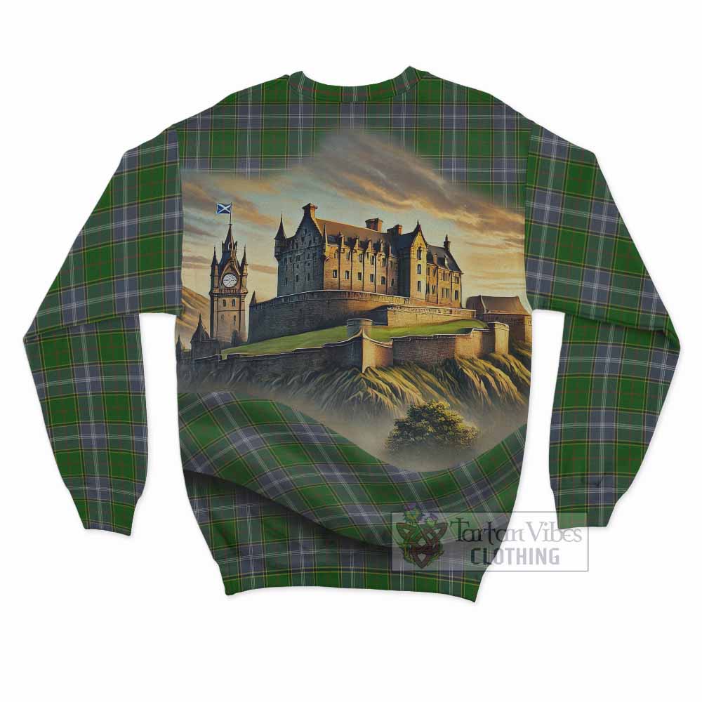 Tartan Vibes Clothing Pringle Tartan Family Crest Sweatshirt with Scottish Ancient Castle Style