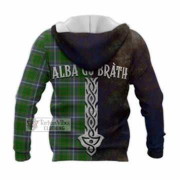 Pringle Tartan Family Crest Knitted Hoodie Alba Gu Brath Be Brave Lion Ancient Style