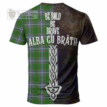 Tartan Vibes Clothing Pringle Tartan Family Crest T-Shirt Alba Gu Brath Be Brave Lion Ancient Style