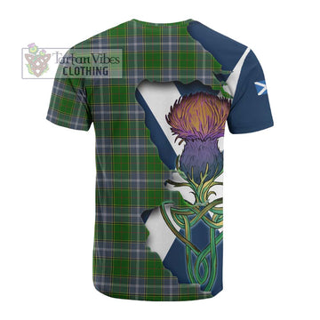 Tartan Vibes Clothing Pringle Tartan Family Crest Cotton T-shirt Scottish Thistle Celtic Inspired