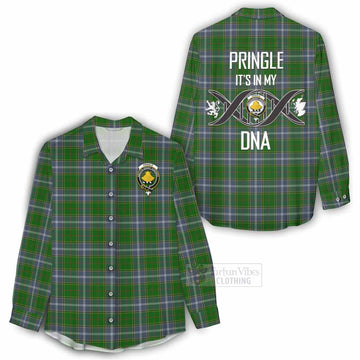 Tartan Vibes Clothing Pringle Tartan Women's Casual Shirt with Family Crest DNA In Me Style