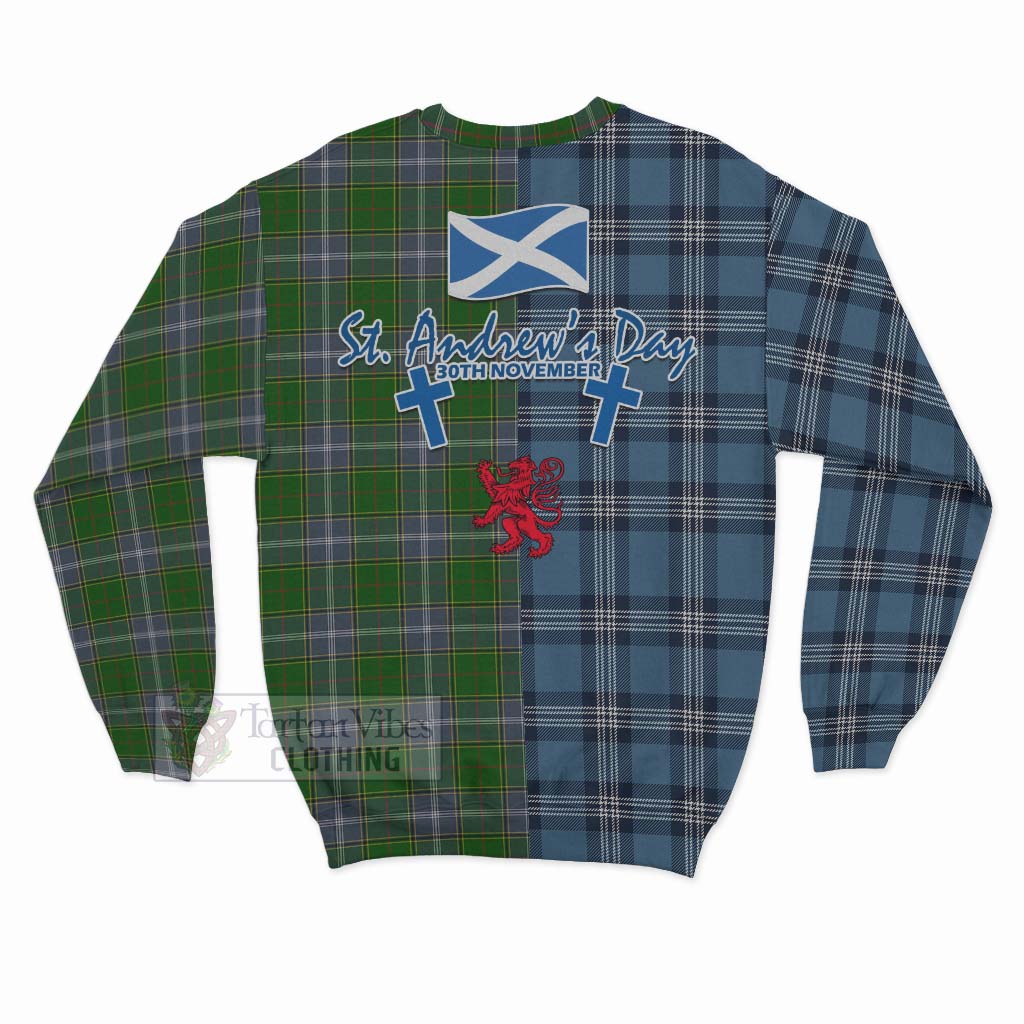 Tartan Vibes Clothing Pringle Tartan Sweatshirt Happy St. Andrew's Day Half Tartan Style