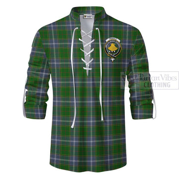 Tartan Vibes Clothing Pringle Tartan Ghillie Kilt Shirt with Family Crest Celtic Skull Style