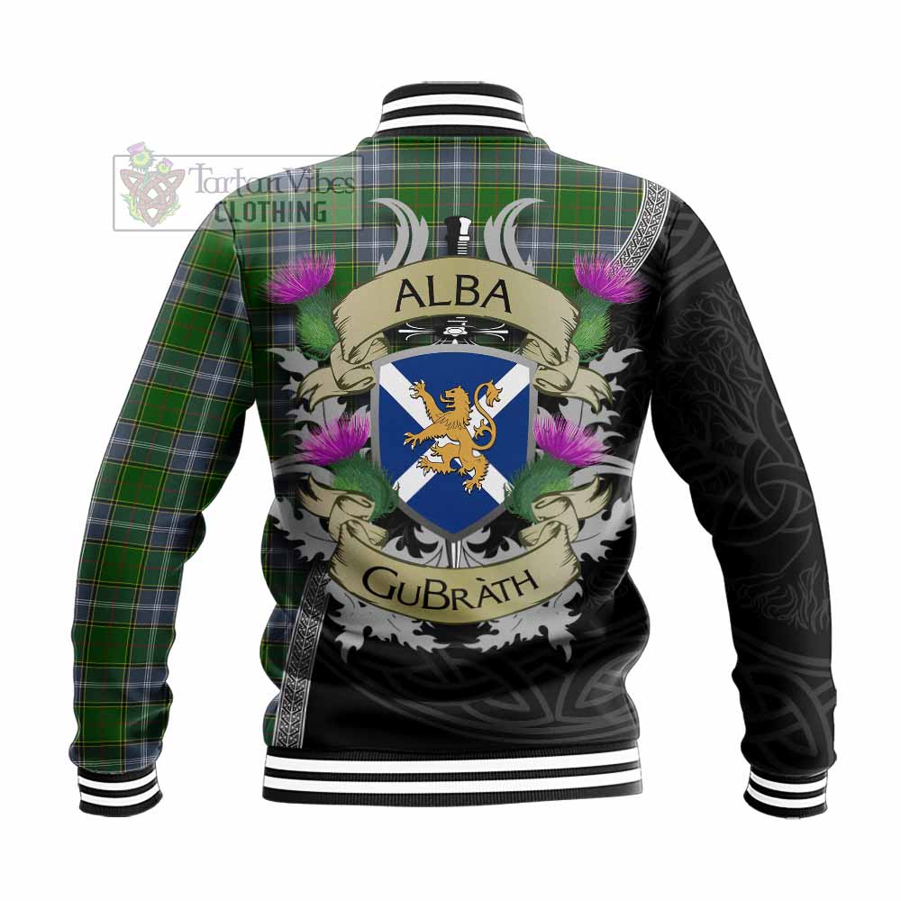 Tartan Vibes Clothing Pringle Tartan Family Crest Baseball Jacket Lion Rampant Royal Thistle Shield Celtic Inspired