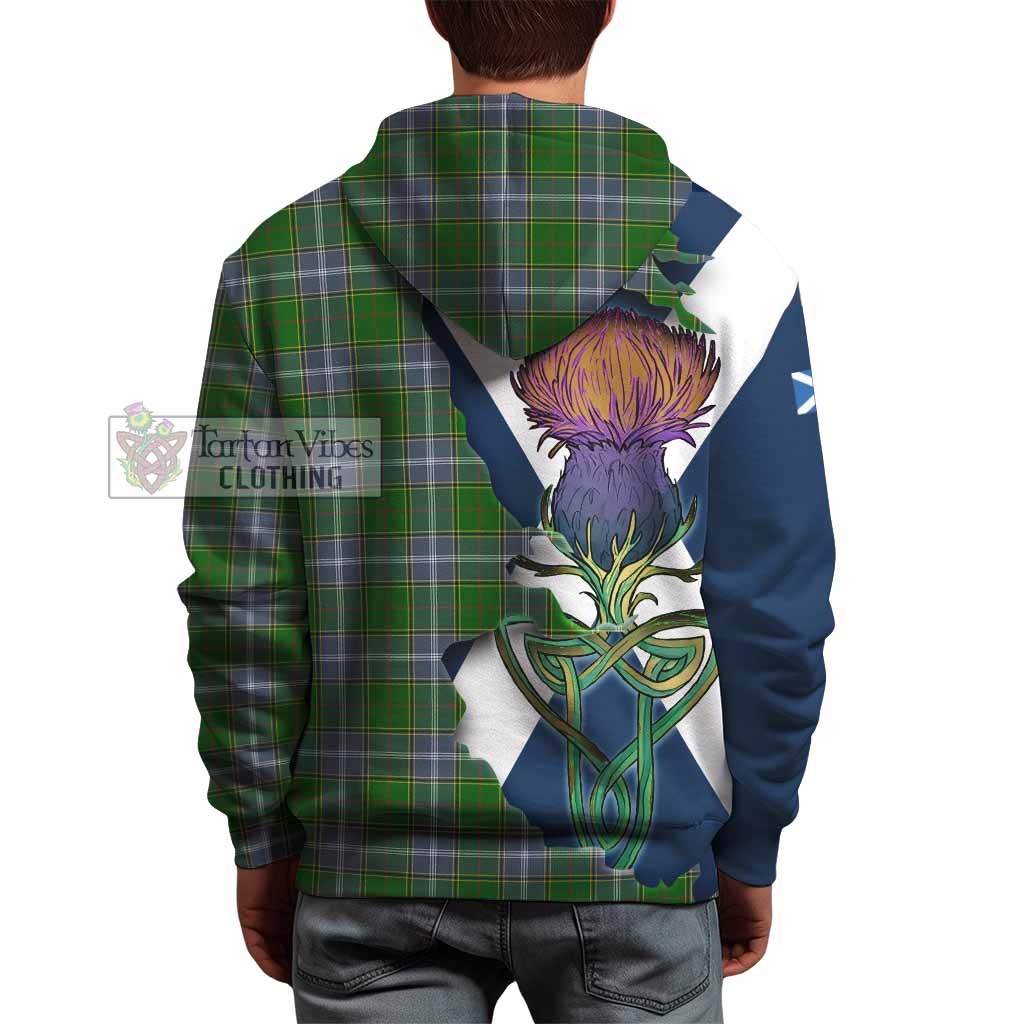 Tartan Vibes Clothing Pringle Tartan Family Crest Hoodie Scottish Thistle Celtic Inspired
