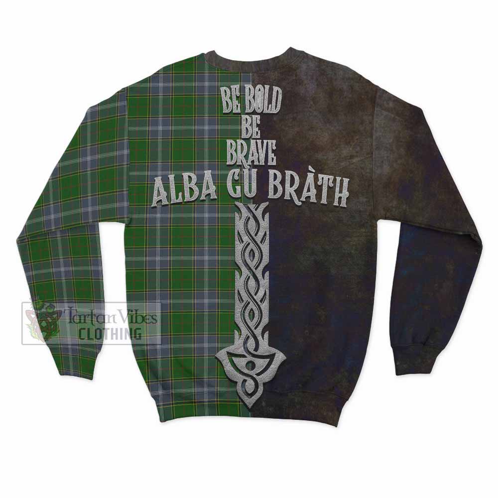 Tartan Vibes Clothing Pringle Tartan Family Crest Sweatshirt Alba Gu Brath Be Brave Lion Ancient Style