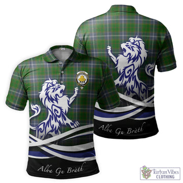 Pringle Tartan Polo Shirt with Alba Gu Brath Regal Lion Emblem