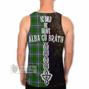 Tartan Vibes Clothing Pringle Tartan Family Crest Men's Tank Top Alba Gu Brath Be Brave Lion Ancient Style