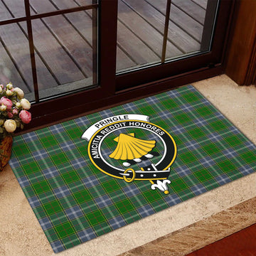 Pringle Tartan Rubber Doormat with Family Crest