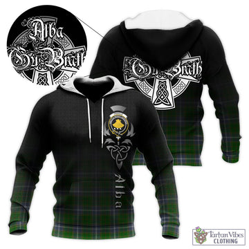 Pringle Tartan Knitted Hoodie Featuring Alba Gu Brath Family Crest Celtic Inspired