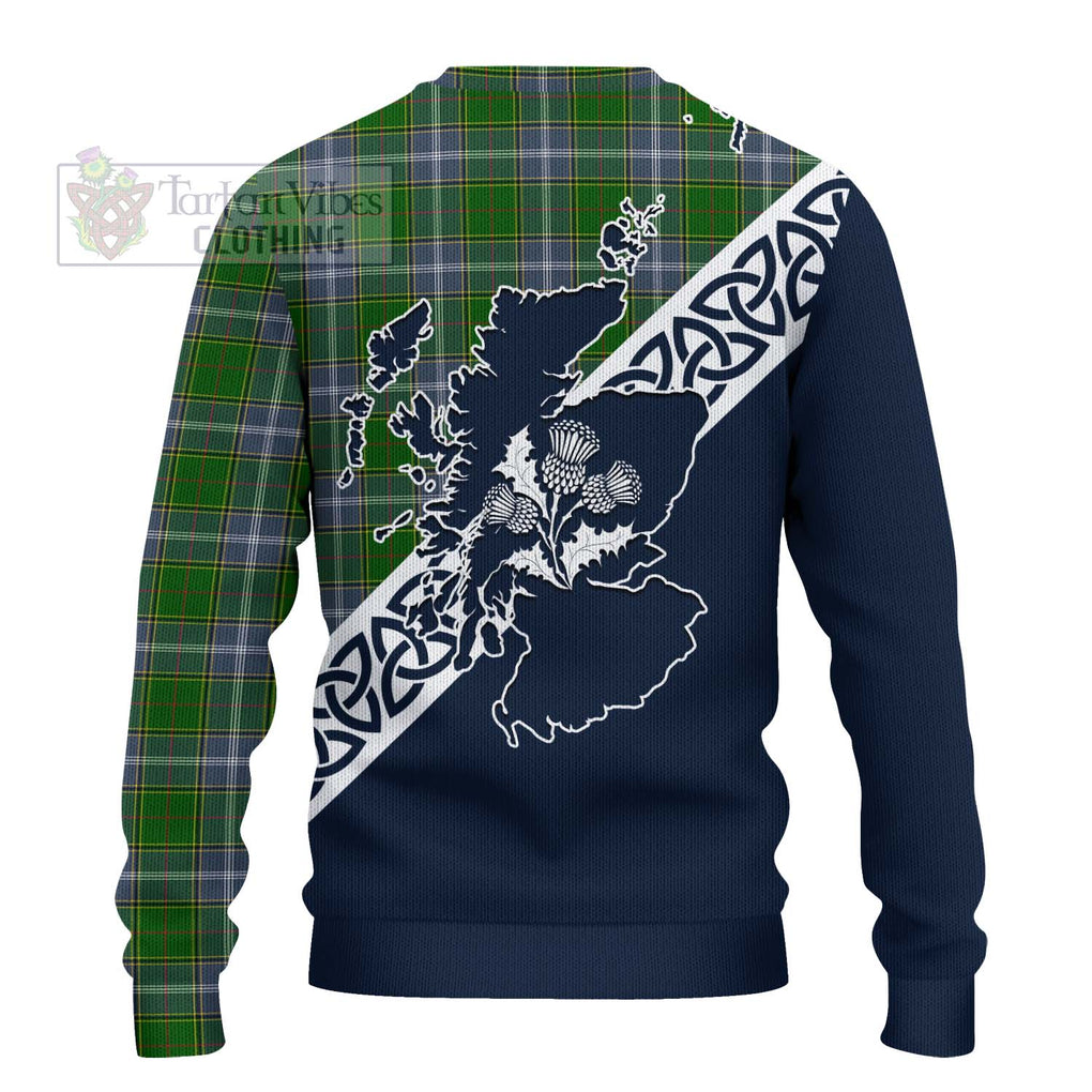 Tartan Vibes Clothing Pringle Tartan Knitted Sweater Featuring Thistle and Scotland Map