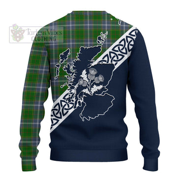 Tartan Vibes Clothing Pringle Tartan Knitted Sweater Featuring Thistle and Scotland Map