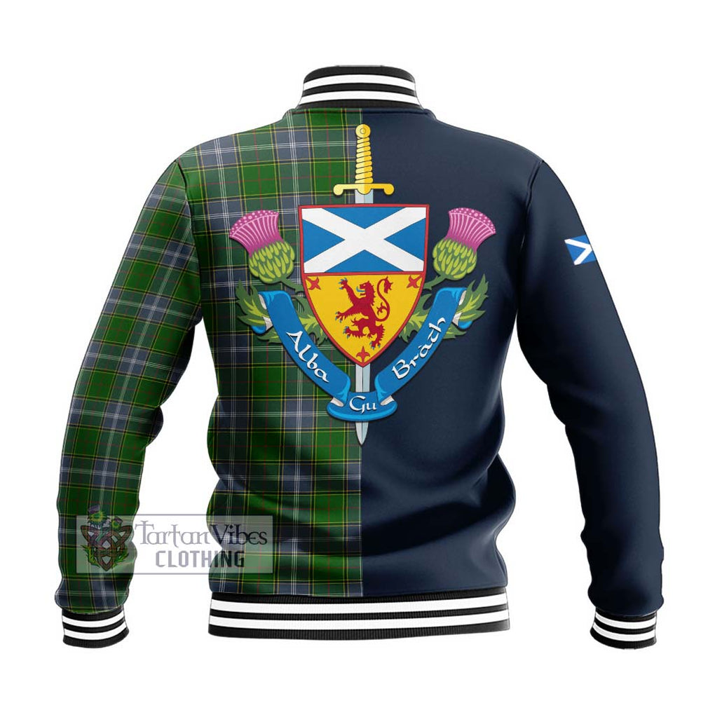 Tartan Vibes Clothing Pringle Tartan Baseball Jacket with Scottish Lion Royal Arm Half Style