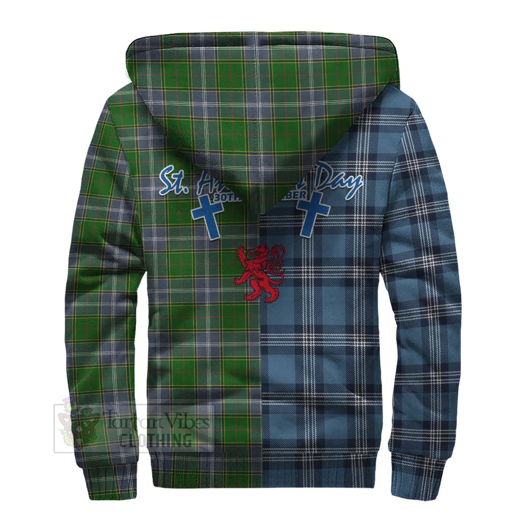 Tartan Vibes Clothing Pringle Tartan Sherpa Hoodie Happy St. Andrew's Day Half Tartan Style