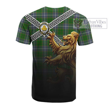 Pringle Crest Tartan Cotton T-shirt with Golden Lion Emblem Celtic Style