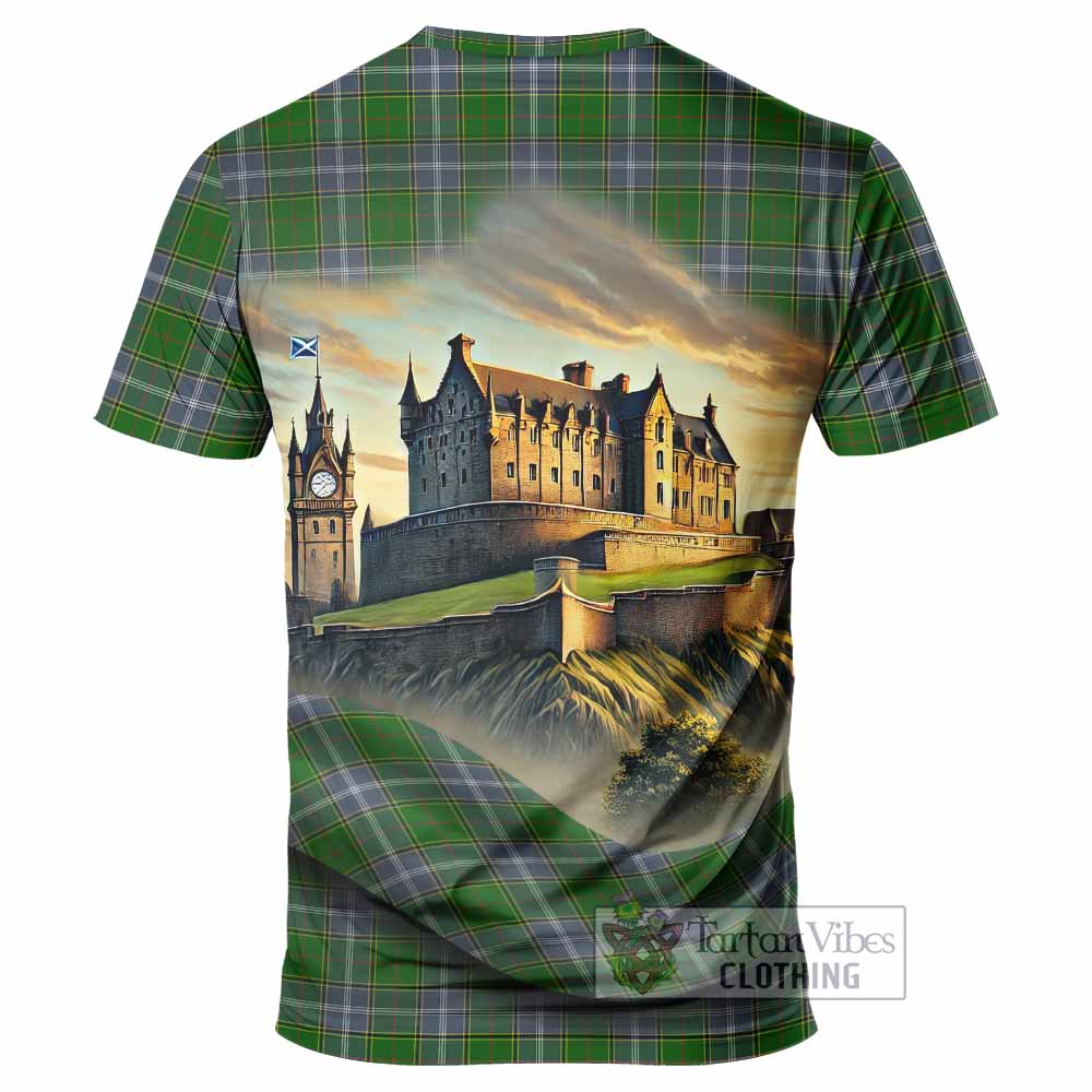 Tartan Vibes Clothing Pringle Tartan Family Crest T-Shirt with Scottish Ancient Castle Stype
