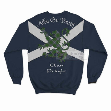 Tartan Vibes Clothing Pringle Tartan Lion Rampant Sweatshirt – Proudly Display Your Heritage with Alba Gu Brath and Clan Name
