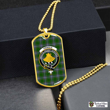 Tartan Vibes Clothing Pringle Tartan Dog Tag Necklace with Family Crest