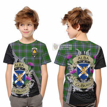 Tartan Vibes Clothing Pringle Tartan Family Crest Kid T-Shirt Lion Rampant Royal Thistle Shield Celtic Inspired