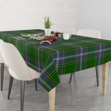 Pringle Tartan Tablecloth with Clan Crest and the Golden Sword of Courageous Legacy