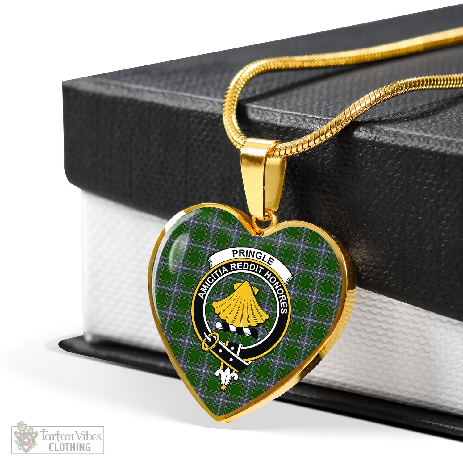 Tartan Vibes Clothing Pringle Tartan Heart Necklace with Family Crest