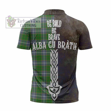 Pringle Tartan Family Crest Zipper Polo Shirt Alba Gu Brath Be Brave Lion Ancient Style