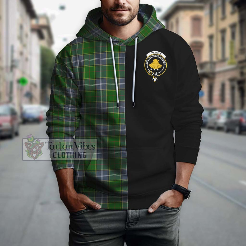 Pringle Tartan Hoodie with Family Crest and Half Of Me Style - Tartanvibesclothing Shop