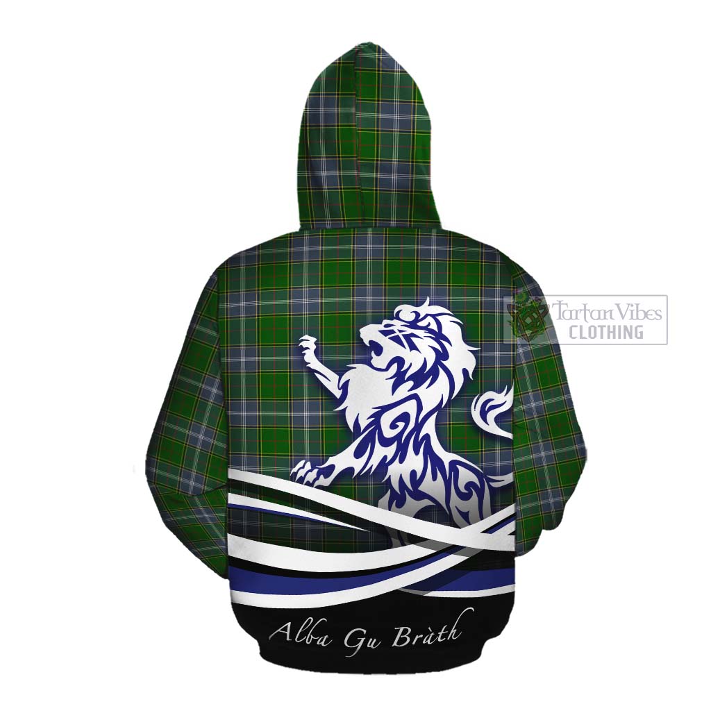 Tartan Vibes Clothing Pringle Tartan Cotton Hoodie with Alba Gu Brath Regal Lion Emblem