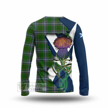 Tartan Vibes Clothing Pringle Tartan Family Crest Long Sleeve T-Shirt Scottish Thistle Celtic Inspired