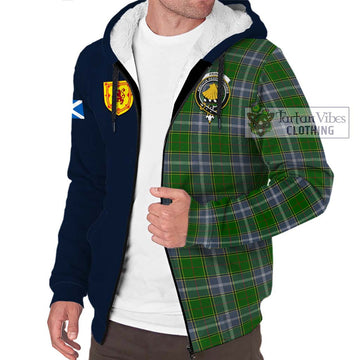 Tartan Vibes Clothing Pringle Tartan Sherpa Hoodie with Scottish Lion Royal Arm Half Style