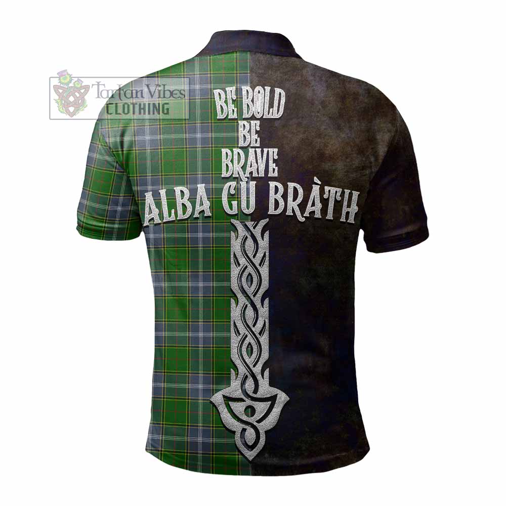 Tartan Vibes Clothing Pringle Tartan Family Crest Polo Shirt Alba Gu Brath Be Brave Lion Ancient Style