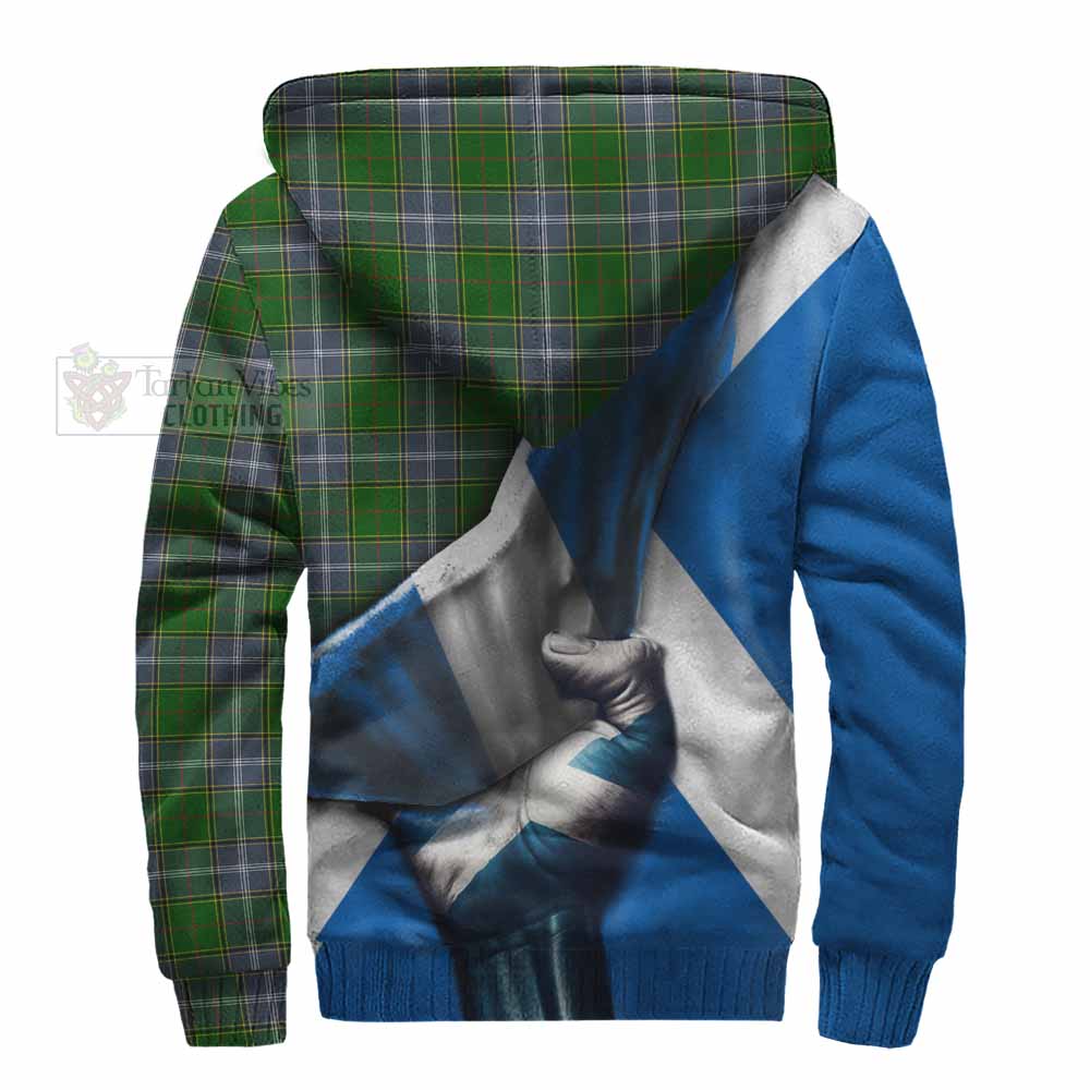 Tartan Vibes Clothing Pringle Tartan Sherpa Hoodie with Family Crest Scotland Patriotic Style