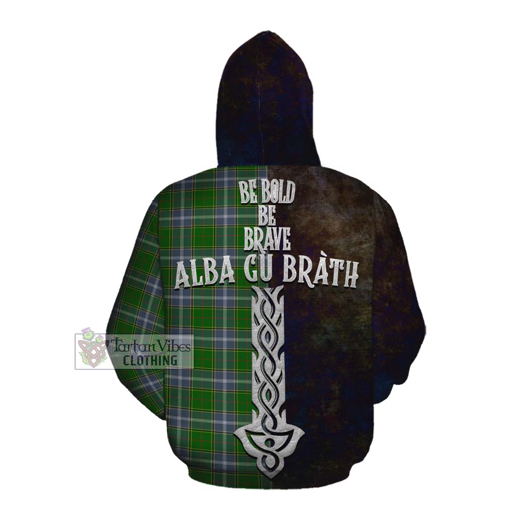 Tartan Vibes Clothing Pringle Tartan Family Crest Cotton Hoodie Alba Gu Brath Be Brave Lion Ancient Style