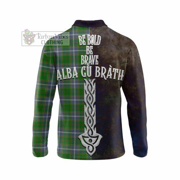 Pringle Tartan Family Crest Long Sleeve Polo Shirt Alba Gu Brath Be Brave Lion Ancient Style