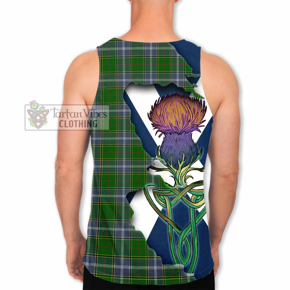 Tartan Vibes Clothing Pringle Tartan Family Crest Men's Tank Top Scottish Thistle Celtic Inspired
