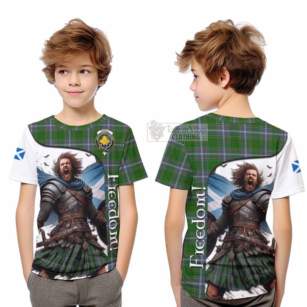 Tartan Vibes Clothing Pringle Crest Tartan Kid T-Shirt Inspired by the Freedom of Scottish Warrior