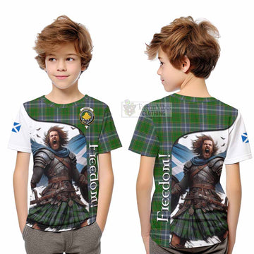 Tartan Vibes Clothing Pringle Crest Tartan Kid T-Shirt Inspired by the Freedom of Scottish Warrior