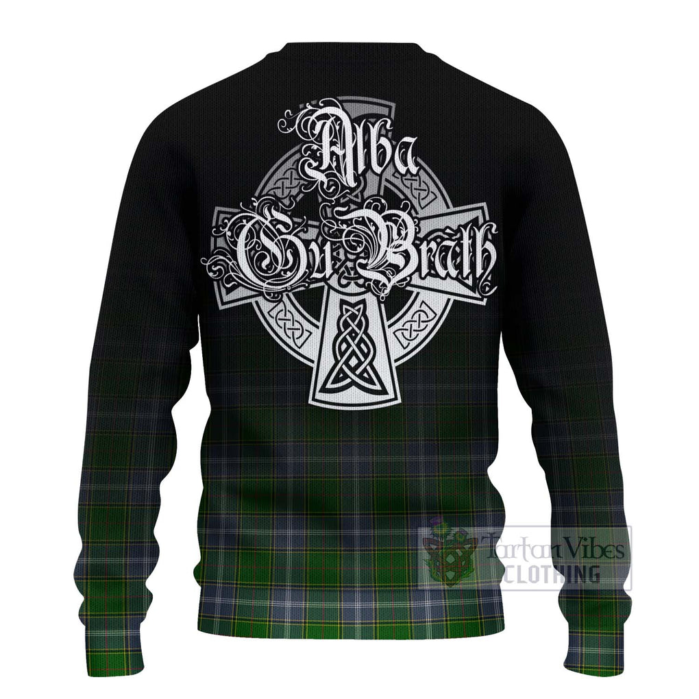Tartan Vibes Clothing Pringle Tartan Knitted Sweater Featuring Alba Gu Brath Family Crest Celtic Inspired