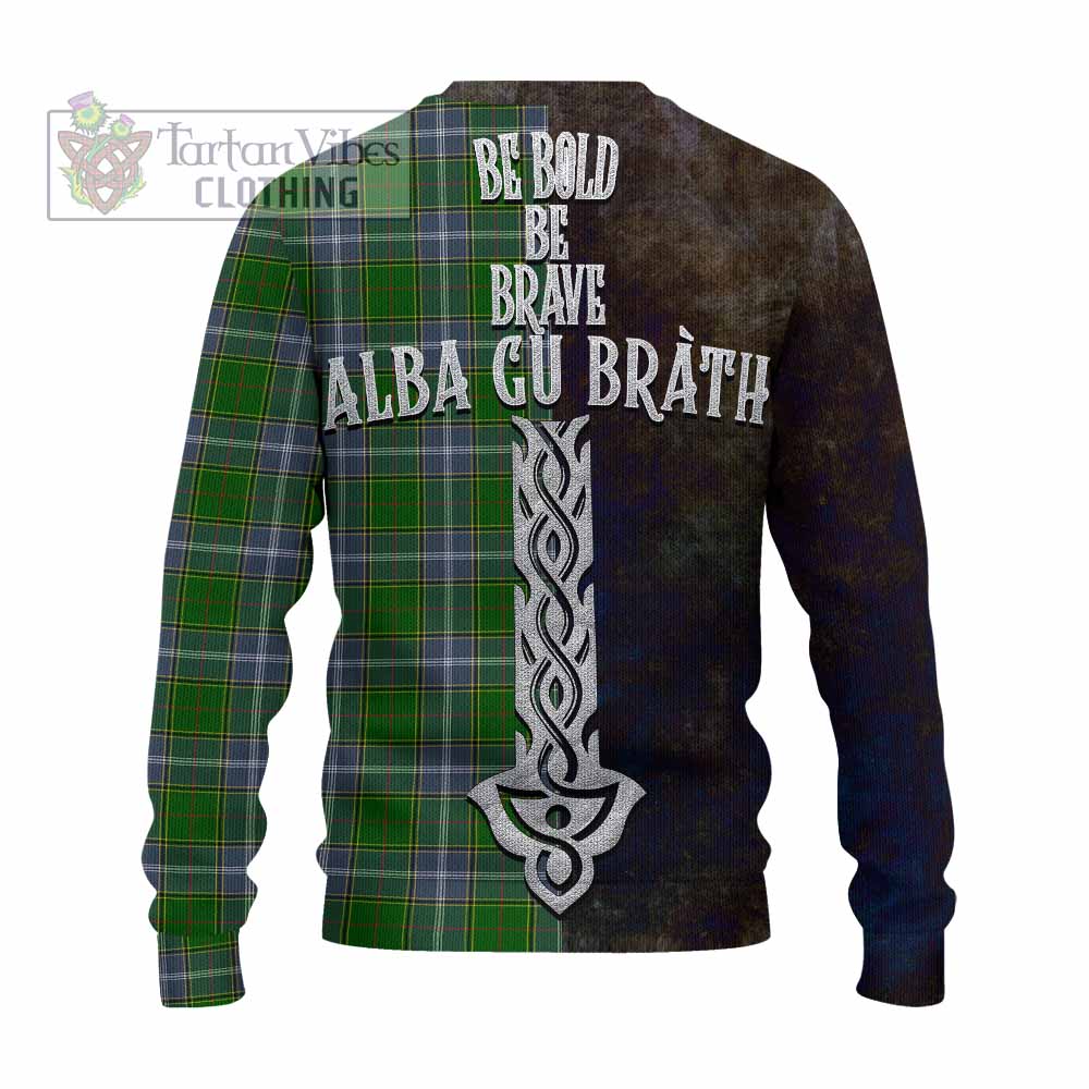 Tartan Vibes Clothing Pringle Tartan Family Crest Knitted Sweater Alba Gu Brath Be Brave Lion Ancient Style